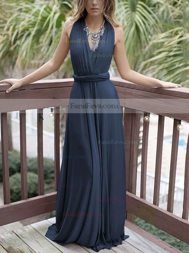 A-line V-neck Silk-like Satin Sweep Train Sashes / Ribbons Prom Dresses #Favs020105349