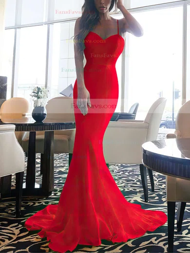 Trumpet/Mermaid Sweetheart Silk-like Satin Sweep Train Lace Prom Dresses #Favs020105480