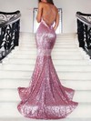 Trumpet/Mermaid V-neck Sequined Sweep Train Appliques Lace Prom Dresses #Favs020102499