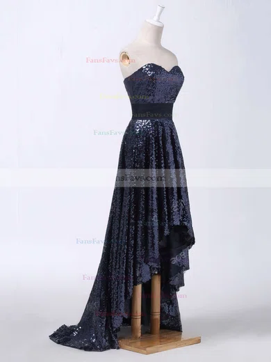 A-line Sweetheart Sequined Asymmetrical Sashes / Ribbons Prom Dresses #Favs020103165