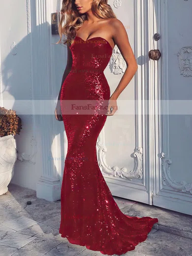 Trumpet/Mermaid Sweetheart Sequined Sweep Train Prom Dresses #Favs020104962