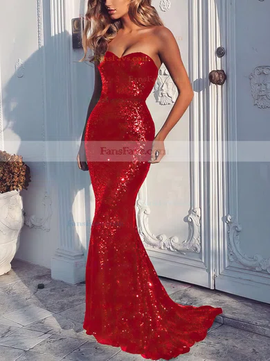 Trumpet/Mermaid Sweetheart Sequined Sweep Train Prom Dresses #Favs020104962