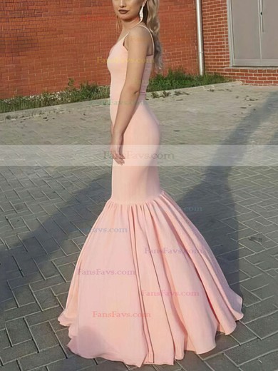 Trumpet/Mermaid V-neck Silk-like Satin Floor-length Prom Dresses #Favs020104909