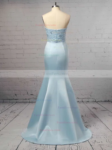 Trumpet/Mermaid Sweetheart Satin Sweep Train Beading Prom Dresses #Favs020104979