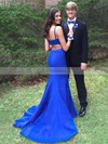 Trumpet/Mermaid Scoop Neck Stretch Crepe Sweep Train Beading Prom Dresses #Favs020105199
