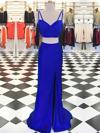 Sheath/Column V-neck Jersey Sweep Train Split Front Prom Dresses #Favs020105317 Sheath/Column V-neck Jersey Sweep Train Split Front Prom Dresses #Favs020105317