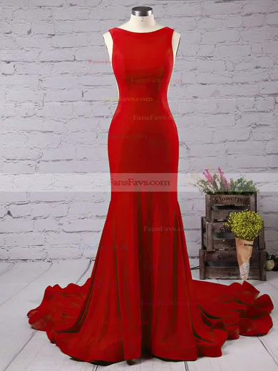 Trumpet/Mermaid Scoop Neck Jersey Court Train Prom Dresses #Favs020103588
