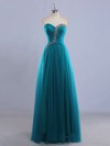 A-line Sweetheart Tulle Floor-length Beading Prom Dresses #Favs020102225