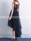 A-line Scoop Neck Tulle Asymmetrical Beading Prom Dresses #Favs020103134