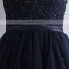 A-line Scoop Neck Tulle Asymmetrical Beading Prom Dresses #Favs020103134