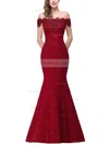 Trumpet/Mermaid Off-the-shoulder Lace Floor-length Beading Prom Dresses #Favs020104153