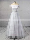 Princess Off-the-shoulder Tulle Sweep Train Beading Prom Dresses #Favs020103740