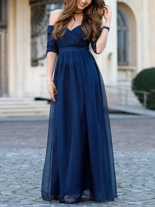 A-line Off-the-shoulder Tulle Floor-length Sashes / Ribbons Prom Dresses #Favs020104860 A-line Off-the-shoulder Tulle Floor-length Sashes / Ribbons Prom Dresses #Favs020104860