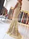 Trumpet/Mermaid Off-the-shoulder Lace Sweep Train Appliques Lace Prom Dresses #Favs020104963