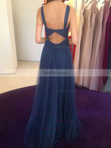 Empire V-neck Tulle Sweep Train Ruffles Prom Dresses #Favs020105342