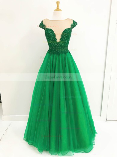 Ball Gown Scoop Neck Tulle Floor-length Lace Prom Dresses #Favs020105416