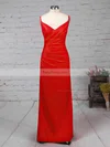 Sheath/Column V-neck Silk-like Satin Ankle-length Split Front Prom Dresses #Favs020104358