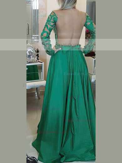 A-line Scoop Neck Chiffon Floor-length Beading Prom Dresses #Favs020102450