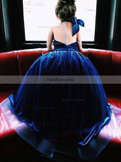 Trumpet/Mermaid Halter Velvet Court Train Prom Dresses #Favs020103714