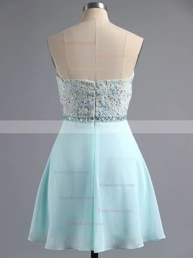 School A-line Sweetheart Chiffon Appliques Lace Short/Mini Homecoming Dresses #Favs020100883