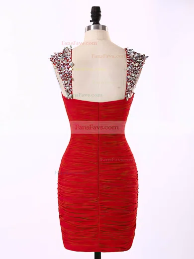 Sheath/Column Square Neckline Chiffon Short/Mini Beading Homecoming Dresses #Favs020101874