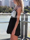 Empire Sweetheart Chiffon Short/Mini Pearl Detailing Simple Black Prom Dresses #Favs020102613