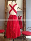 Hot A-line V-neck Chiffon Knee-length Ruffles Red Backless Prom Dresses #Favs020102648