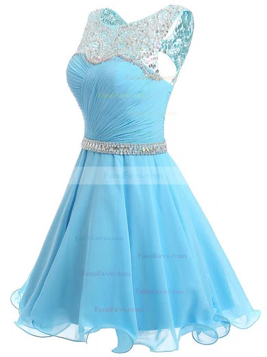 Short/Mini A-line Scoop Neck Chiffon Beading Sweet Prom Dresses #Favs020102720