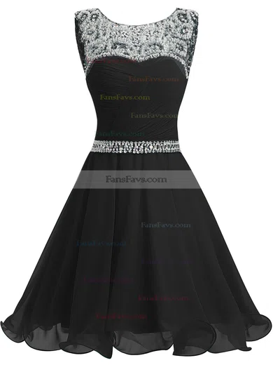 Short/Mini A-line Scoop Neck Chiffon Beading Sweet Prom Dresses #Favs020102720