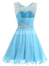 Short/Mini A-line Scoop Neck Chiffon Beading Sweet Prom Dresses #Favs020102720