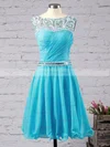 Short/Mini A-line Scoop Neck Chiffon Beading Sweet Prom Dresses #Favs020102720