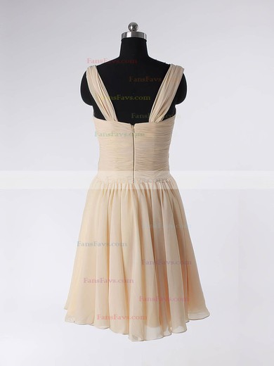 A-line Straps Chiffon Short/Mini Sleeveless Draped Prom Dresses #Favs02013594