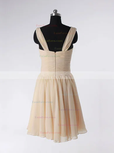 A-line Straps Chiffon Short/Mini Sleeveless Draped Prom Dresses #Favs02013594