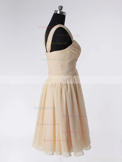 A-line Straps Chiffon Short/Mini Sleeveless Draped Prom Dresses #Favs02013594