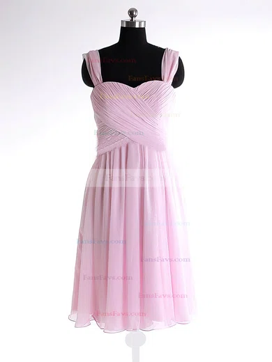 A-line Straps Chiffon Short/Mini Sleeveless Draped Prom Dresses #Favs02013594