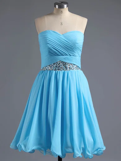 A-line Sweetheart Chiffon Short/Mini Crystal Detailing Homecoming Dresses #Favs02042295