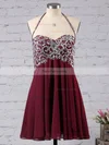 Empire Halter Chiffon Short/Mini Beading Homecoming Dresses #Favs02042381