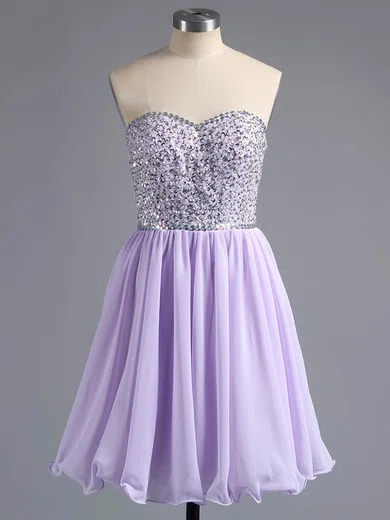 A-line Sweetheart Chiffon Short/Mini Beading Homecoming Dresses #Favs02042389