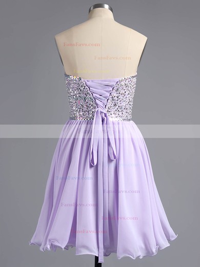 A-line Sweetheart Chiffon Short/Mini Beading Homecoming Dresses #Favs02042389