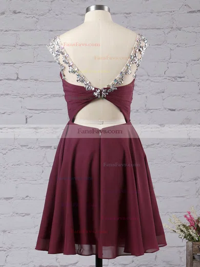 A-line Scoop Neck Chiffon Short/Mini Ruffles Homecoming Dresses #Favs02042461