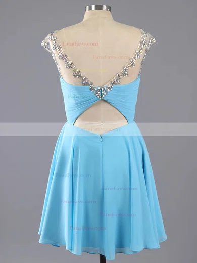 A-line Scoop Neck Chiffon Short/Mini Ruffles Homecoming Dresses #Favs02042461