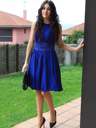 A-line Scoop Neck Chiffon Knee-length Beading Homecoming Dresses #Favs02051732 A-line Scoop Neck Chiffon Knee-length Beading Homecoming Dresses #Favs02051732