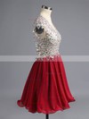 Burgundy A-line V-neck Chiffon Tulle Short/Mini Beading Open Back Homecoming Dresses #Favs020100703