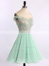 Off-the-shoulder Chiffon Tulle Appliques Lace Short/Mini Prom Dresses #Favs020102178