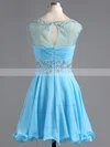 A-line Scoop Neck Chiffon Tulle Short/Mini Beading Homecoming Dresses #Favs02016425