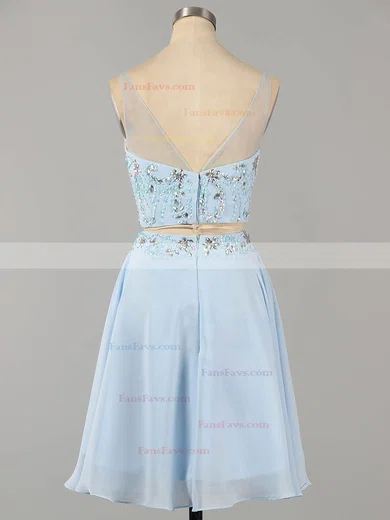 A-line Scoop Neck Chiffon Tulle Short/Mini Beading Homecoming Dresses #Favs02019183