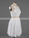 Newest Scoop Neck Two Pieces White Lace Crystal Detailing Short/Mini Homecoming Dresses #Favs020100649