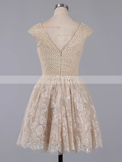 A-line Scoop Neck Lace Pearl Detailing Fabulous Short/Mini Homecoming Dresses #Favs020101436