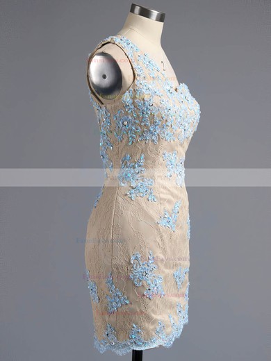 Sheath/Column One Shoulder Lace Short/Mini Appliques Lace Different Backless Homecoming Dresses #Favs020102346