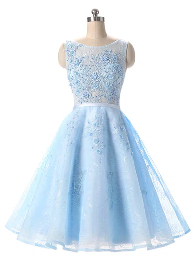 Girls A-line Scoop Neck Lace Appliques Lace Short/Mini Prom Dresses #Favs020102715